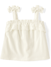 Toddler Girls Eyelet Tie Shoulder Tank Top
