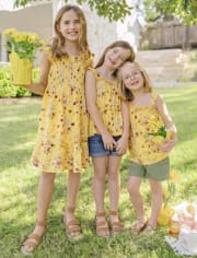 Toddler Girls Floral Smocked Flutter Tank Top