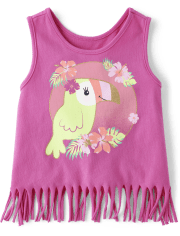 Baby And Toddler Girls Graphic Fringe Tank Top