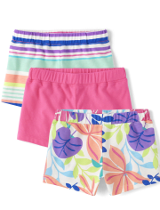 Toddler Girls Tropical Leaf Shorts 3-Pack
