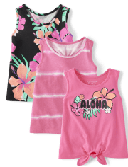 Toddler Girls Aloha Tank Top 3-Pack