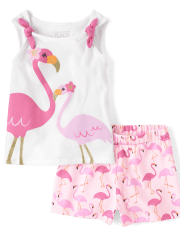 Toddler Girls Flamingo 2-Piece Outfit Set