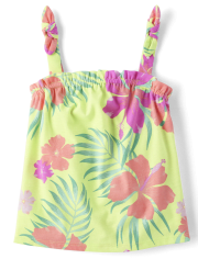 Baby And Toddler Girls Tropical Tie Shoulder Tank Top