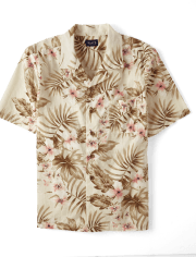 Mens Matching Family Tropical Textured Button Up Shirt