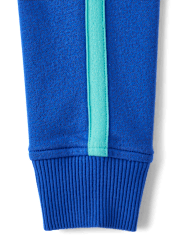 Sudadera con capucha y cremallera de felpa francesa con rayas laterales para niños