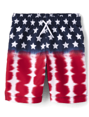 Boys American Flag Swim Trunks