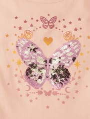 Haut à manches fendues et imprimé à sequins pour fille