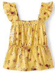 Camiseta sin mangas con peplum floral para niñas