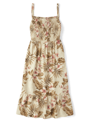 Womens Matching Family Tropical Midi Tiered Dress