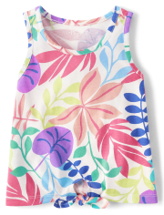Top sin mangas con estampado de hojas tropicales para niñas