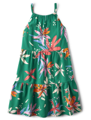 Girls Floral Tiered Halter Dress