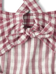 Girls Gingham Tie Back Ruffle Dress