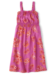 Robe débardeur midi tropicale pour fille