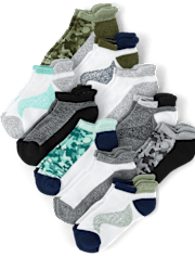 Boys Colorblock Cushioned Ankle Socks 10-Pack