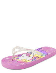 Girls Glitter Unicorn Flip Flops