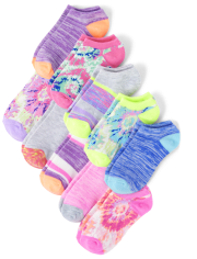Girls Tie Dye Low Ankle Socks 10-Pack