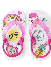Toddler Girls Glitter Doodle Flip Flops