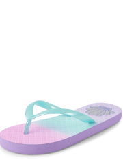 Girls Foil Seashell Flip Flops