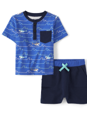 Baby And Toddler Boys Shark 2-Piece Outfit Set