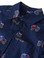 Camisa con botones de popelina Americana Monster Truck para niños
