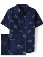 Camisa con botones de popelina Americana Monster Truck para niños
