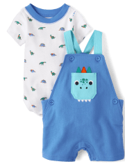 Baby Boys Dino Overalls 2-Piece Playwear Set