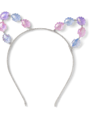 Diadema para niñas con orejas de gato y concha marina