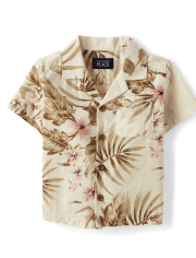 Baby And Toddler Boys Matching Family Tropical Textured Button Up Shirt