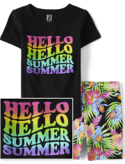 Girls Hello Summer Snug Fit Cotton Pajamas