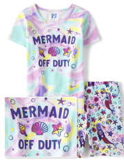 Girls Mermaid Snug Fit Cotton Pajamas