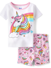 Baby And Toddler Girls Unicorn Rainbow Snug Fit Cotton Pajamas