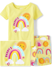 Baby And Toddler Girls Daddy's Sunshine Snug Fit Cotton Pajamas