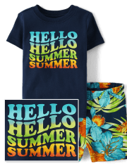 Baby And Toddler Boys Hello Summer Snug Fit Cotton Pajamas
