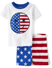 Unisex Baby And Toddler Americana Happy Face Snug Fit Cotton Pajamas