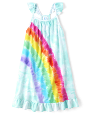 Girls Rainbow Ruffle Nightgown