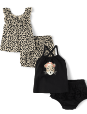 Baby Girls Leopard 4-Piece Playwear Set