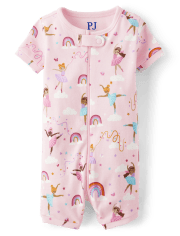 Baby And Toddler Girls Ballerina Snug Fit Cotton One Piece Pajamas