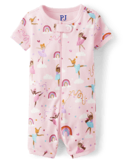 Pijama de una pieza de algodón con ajuste ceñido de bailarina para bebés y niñas pequeñas