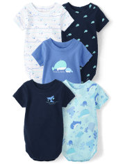 Baby Boys Whale Bodysuit 5-Pack