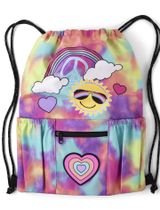 Girls Rainbow Tie Dye Icon Drawstring Bag
