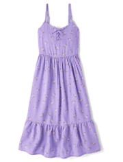 Girls Floral Maxi Ruffle Dress