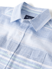 Camisa con botones de cambray a rayas para niños
