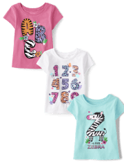 Baby And Toddler Girls Alphabet Graphic Tee 3-Pack