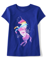 Girls Rainbow Unicorn Graphic Tee