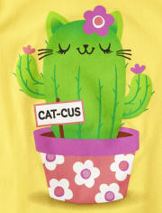 Girls Cactus Cat Graphic Tee