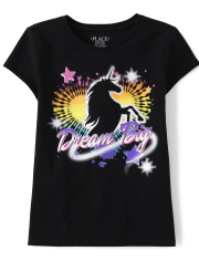 Girls Unicorn Dream Big Graphic Tee