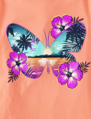 Girls Tropical Buttefly Graphic Tee
