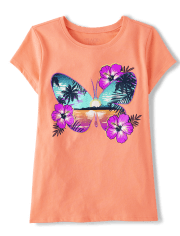 Girls Tropical Buttefly Graphic Tee