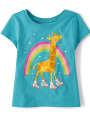 Baby And Niños pequeños Niña Giraffe Roller Skate Camisetas estampadas