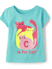 Baby And Toddler Girls C Is For Cat Graphic Tee